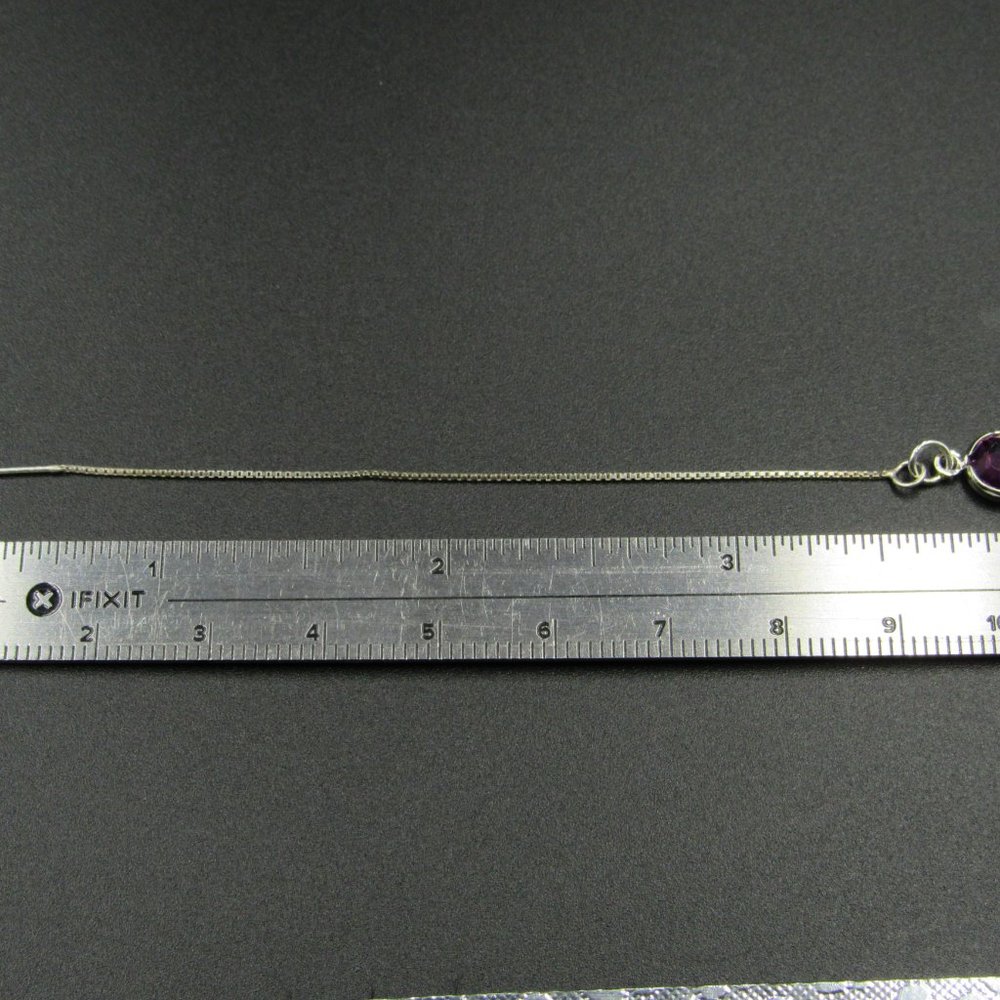 Sterling Silver Long Chain Crystal Earrings - Picture 5 of 6